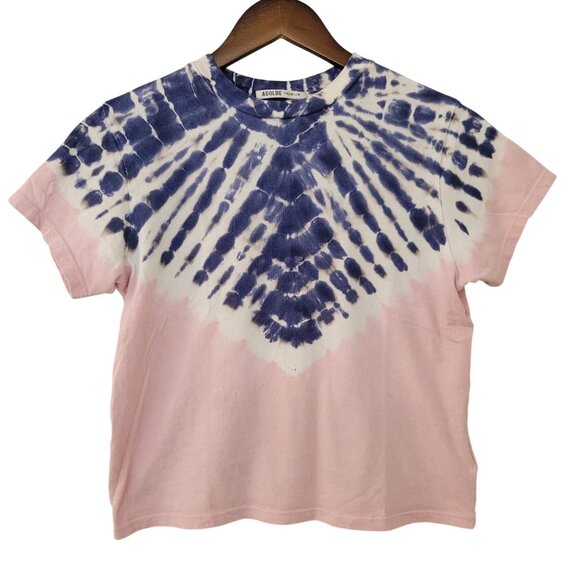 Agolde Tops - AGOLDE Premium Tie-Dye Baby Tee Top Size M Pink Blue Cotton Short Sleeve